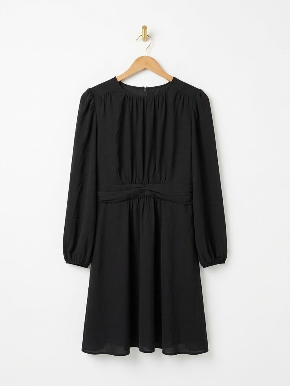 Little Black Dress Size 6 Long Sleeve Ruched Waist Cinched Mini Dress LBD